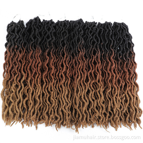 18 inch Curly Faux Locs Braiding Hair Dreadlocs Synthetic Gypsy Locs Crochet Hair Extensions Goddess Locs Ombre Color